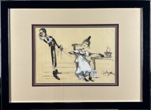 Witold Wojtkiewicz (1879-1909), Jadwiga Mrozowska i Andrzej Milewski jako Albin i Klara w Ślubach Panieńskich, 1904