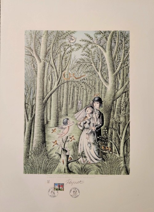 Raymond Peynet (1908-1999), Sentier du Désir” The Lovers: Path of Desire lub japońskim Wedding in the Forest) 1985
