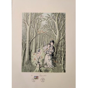 Raymond Peynet (1908-1999), “Sentier du Désir” (Gli innamorati: Il sentiero del desiderio o, in giapponese, “Matrimonio nella foresta”) 1985