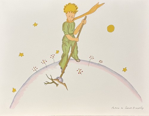 Antoine de Saint-Exupéry (1900 - 1944), Mały Książę oczyszcza Planetę B-612, z cyklu: 