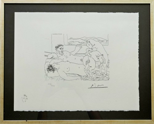 Pablo Picasso (1881 - 1973), Rzeźbiarz i śpiąca modelka, z cyklu: 