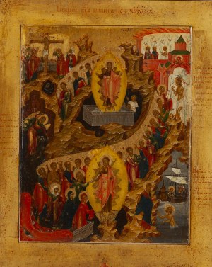 Rosja, Ikona Prazdnik, Palech (?), około poł. XIX w.