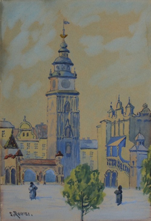 Ludwik Remer, Wieża Ratuszowa z budynkiem Odwachu w Krakowie, l.30.XX w.