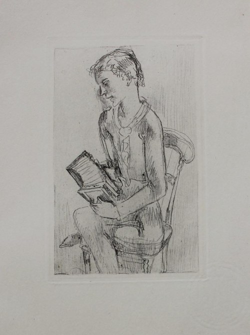 Eugeniusz Zak, Chłopiec z harmonią(z „La porte Lourde. Poémes en prose de René Morand, dessins hors-texte par Eugéne Zak”, Paris 1929)