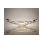 An oblong platter made of hand-formed glass; its style is reminiscent of the works of Jan Beranek. It originates from Czechoslovakia, second half of the 20th century.