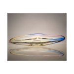 An oblong platter made of hand-formed glass; its style is reminiscent of the works of Jan Beranek. It originates from Czechoslovakia, second half of the 20th century.