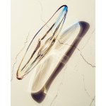 An oblong platter made of hand-formed glass; its style is reminiscent of the works of Jan Beranek. It originates from Czechoslovakia, second half of the 20th century.