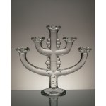 A five-branched candlestick, a classic of Swedish design from the 1970s, designed by Staffan Gellerstedt, Pukeberg, Sweden.