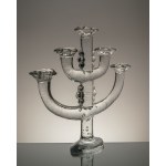 A five-branched candlestick, a classic of Swedish design from the 1970s, designed by Staffan Gellerstedt, Pukeberg, Sweden.