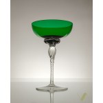 Set of 5 tall martini glasses, beautiful artistic glassware.