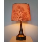 Ceramic table lamp with an original shade made of thickly woven fabric, Denmark, 1960s.