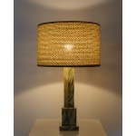 A stone table lamp with a minimalist design. Contemporary lampshade. Danish; base from the 1970s or 1980s.