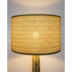 A stone table lamp with a minimalist design. Contemporary lampshade. Danish; base from the 1970s or 1980s.