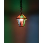 A beautiful stained-glass lamp, decorated with aluminum lace, Denmark.
