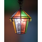 A beautiful stained-glass lamp, decorated with aluminum lace, Denmark.