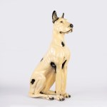 Grande sculpture en céramique représentant un grand danois