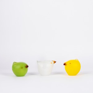 Three chicks in white, yellow, and green glass, Villeroy &amp; Boch