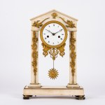 Alabaster and gilded bronze tympanum pendulum clock, 19th century