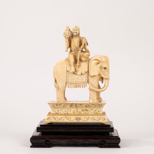 Ivory sculpture depicting a wise man riding an elephant, China, early 20th century