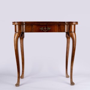 Eighteenth-century-style game table with a book-shaped top. 19th century.