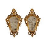 Pair of fan mirrors featuring silhouettes of Venetian masks, 19th century