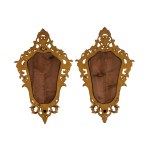 Pair of fan mirrors featuring silhouettes of Venetian masks, 19th century