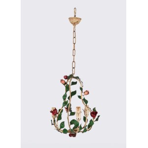 Wrought-iron chandelier with rose vines, early 20th century
