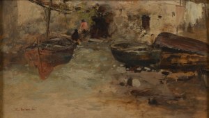 Ezelino Briante, (Napoli 1901 - Roma 1971) Boats stranded on the shore