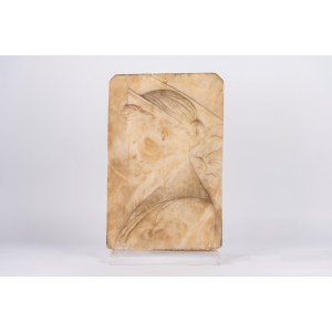 Alabaster bas-relief depicting a woman's profile, after Desiderio da Settignano, 19th century