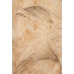 Alabaster bas-relief depicting a woman's profile, after Desiderio da Settignano, 19th century