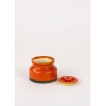 Small orange ceramic vase with lid, by Alessio Tasca, Nove