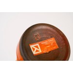 Small orange ceramic vase with lid, by Alessio Tasca, Nove