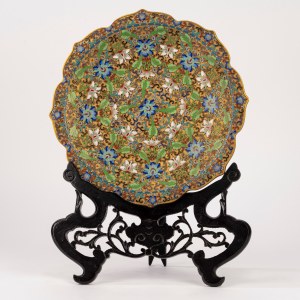 Large cloisonné enamel plate, China, 20th century