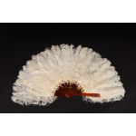 Large ostrich feather fan with light-colored tortoiseshell ribs, late 19th–early 20th century
