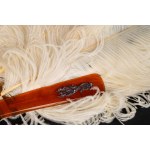 Large ostrich feather fan with light-colored tortoiseshell ribs, late 19th–early 20th century