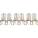 Six lacquered and gilded wooden chairs, Venice, 18th century