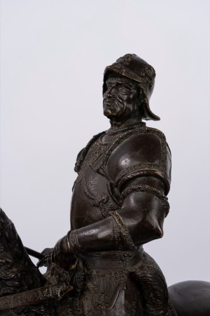 Da Andrea del Verrocchio, Equestrian statue of Bartolomeo Colleoni in bronze with marble base, late 19th century, after Andrea del Verrocchio