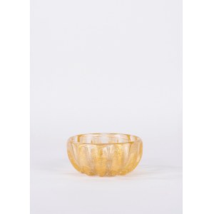 Aventurine-ribbed Murano glass bowl, probably by Ercole Barovier, 1950s