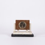 Black, red, and white marble clock, 1930s