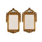 Pair of carved and gilded wooden mirrors, 19th century