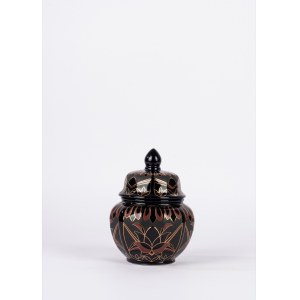 Small glazed ceramic vases with Art Deco motifs