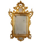 Rococo-style mirror in carved and gilded wood, 19th century