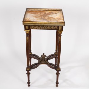 Carved wooden gueridon with gilded bronze elements, late 19th century
