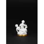 Sculptural group in white Capodimonte porcelain depicting cherubs harvesting wheat (Summer)