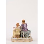 Polychrome porcelain sculptural group, Volkstedt, 20th century