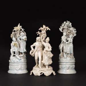 Three glazed earthenware sculpture groups, Bunato Bassano
