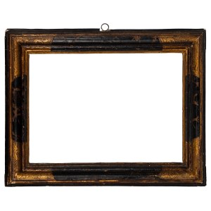 Antique frame made of carved, ebonized, and gilded wood