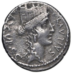 Roman Coins of the Republic - Plautia - A. Plautius - Denarius (55 B.C.) Head of...