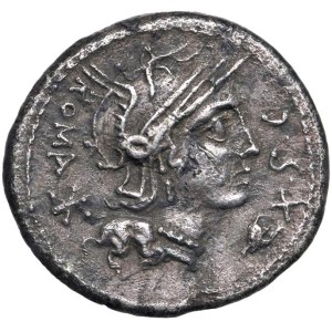 Roman Coins of the Republic - Sergia - M. Sergius Silus - Denarius (116–115 B.C.)...