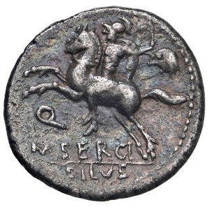 Roman Coins of the Republic - Sergia - M. Sergius Silus - Denarius (116–115 B.C.)...